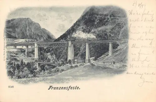 Italien 1899 Franzensfeste Dampflok Viadukt Vintage Postkarte C311