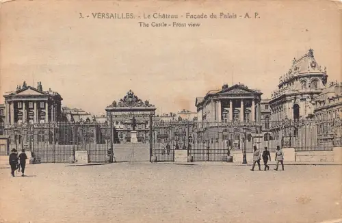 C032 Frankreich, Versailles Die Schlossfront 1925 Ansicht Vintage Postkarte