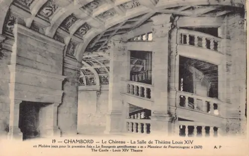 C032 Frankreich, Chambord Das Schloss Louis XIV Theater Vintage Postkarte