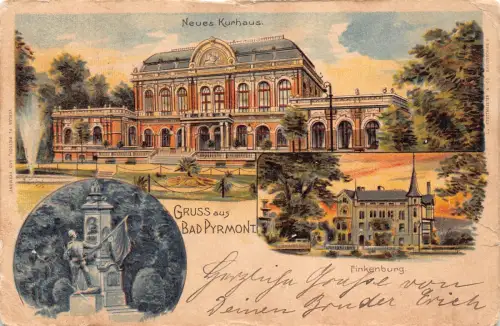 Deutschland 1901 Gruss aus Bad Pyrmont Finkenburg Neues Kurhaus Postkarte C312