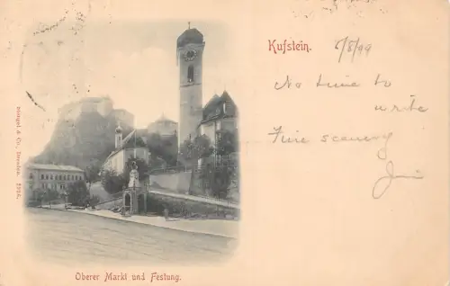 Österreich 1899 Kufstein Oberer Markt und Festung Zitadelle Postkarte C312
