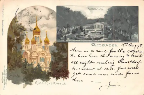 Deutschland 1898 Wiesbaden Russische Kapelle Kurhaus Kunst von C Münch Postkarte C313