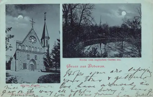 Deutschland 1899 Gruss aus Doberaner Kirche Althoefer Kapelle Mondschein Postkarte C313