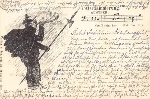 Deutschland 1897 Goetterdaemmerung Gunther Song Trumpeter Postkarte C313