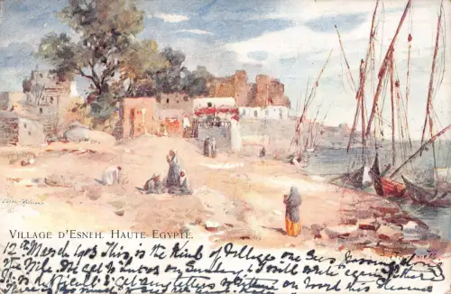 Ägypten 1903 Village d'Esneh Oberägypten Vintage Postkarte C313