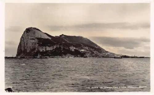 B216 Gibraltar The Rock from Spanish Beach RPPC Vintage Postkarte