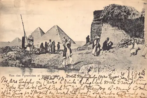Ägypten 1903 Rue des Pyramides et maison arabe Ureinwohner Vintage Postkarte C313