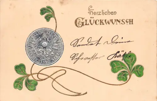 Deutschland 1903 Kleeblatt Gruß Münzen Prägung Postkarte C314