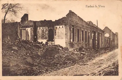 Frankreich Farbus b Vimy Ruinen Katastrophe 1. Weltkrieg Bombardement Vintage Postkarte C378
