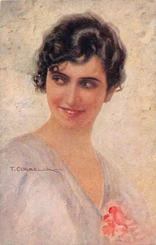 Glamour verträumt elegante Frau Porträt Kunst von Tito Corbella Postkarte C385