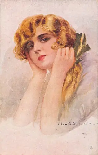 Glamour Lady Ginger Hair Art by Tito Corbella 1918 WWI Feldpostkarte C385