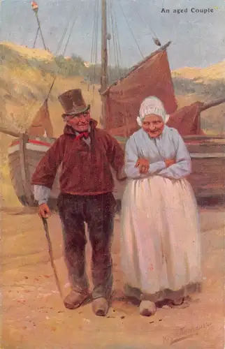 L029 Niederlande Ein altes Paar Gerstenhauer signierte alte Postkarte