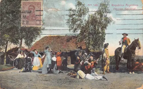 L356 Argentinien 1929 Pericon National Ethnic Horseman Dances Traditions Postkarte