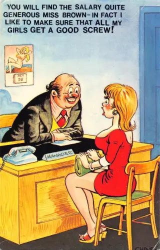 Bamforth Comic Humor Gutaussehende Frau Manager Gehalt Postkarte C411