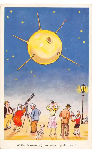 Space People Watch Russisches Satellitenteleskop Hund Fernglas Postkarte C411