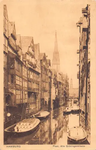 Deutschland Hamburg 1910 Flotte Alte Groenigerstraße Straßenkanal Postkarte