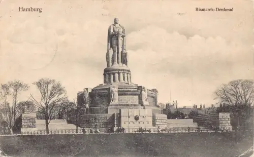 Deutschland 1908 Bismarck Denkmal Hamburg Denkmal Vintage Postkarte