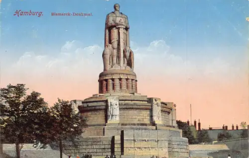 Deutschland Bismarck Denkmal Hamburg Denkmal Vintage Postkarte