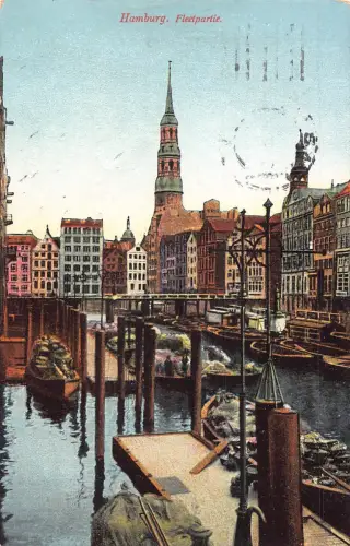 Deutschland Hamburg 1911 Fleetpartie Boote Vintage Postkarte