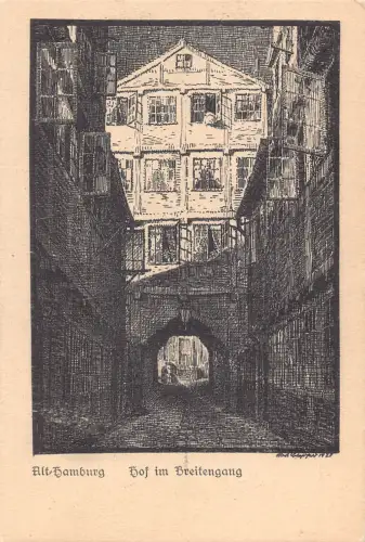 Deutschland Hamburg Hof im Breitengang Vintage Postkarte