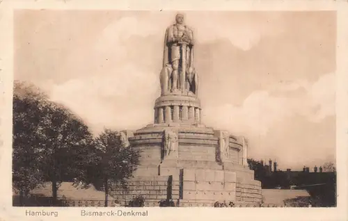 Deutschland Hamburg 1917 Bismarck Denkmal Vintage Postkarte