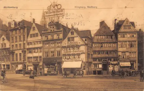 Deutschland Hamburg 1913 Kingberg Messberg Wilhelm Hardt H Helms Geschäfte Postkarte