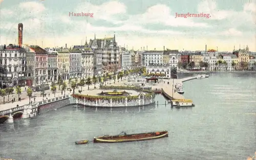 Deutschland Hamburg 1911 Jungfernstieg Boote Vintage Postkarte
