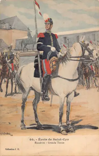 Militärschule Ecole de Saint Cyr Escadron Grande Tenue La Lauze Postkarte C416