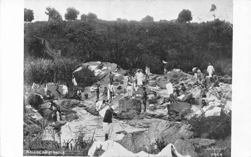 Deutsch-Ostafrika Tansania Waschtag bei Magila Ureinwohner ethnische Postkarte C416