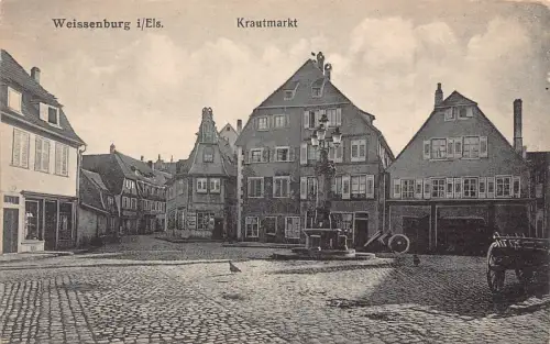 Deutschland Weißenburg i Els Krautmarkt Platz Vintage Postkarte C416