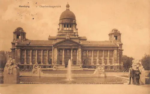 Deutschland Hamburg 1914 Oberlandesgericht Brunnen Vintage Postkarte