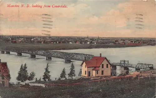 Kanada 1908 Moncton NB Blick von Coverdale Bridge alte Postkarte C417