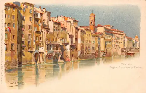 Italien Firenze Case di S Jacopo Sull Arno Kunst von I Bensa Florenz Postkarte C417