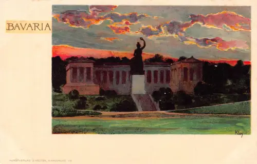Deutschland Bayern München Muenchen Ruhmeshalle Chromo Litho Kley Kunst Postkarte C417