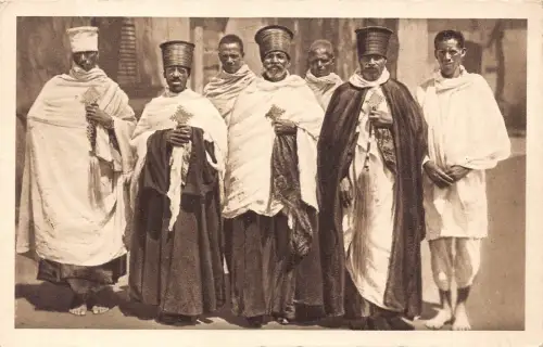 Eritrea Ureinwohner Monaci copti ethnische Priester RPPC Postkarte C417