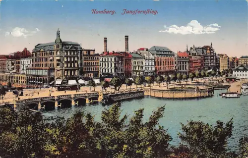 Deutschland Hamburg 1916 Jungfernstieg Feldpost 1. Weltkrieg Vintage Postkarte