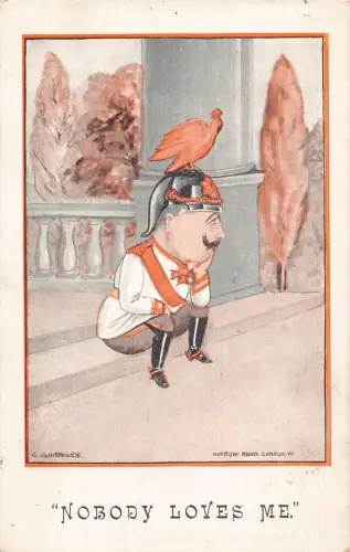 Antideutsche Propaganda 1923 Karikatur Kaizer Wilhelm Niemand liebt mich Postkarte