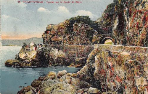 A615 Algerien Philippeville Skikda Tunnel sur la Route de Stora Postkarte