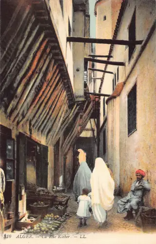 A616 Algerien Algier Alger Rue Kleber Kind Obst Laden Straße Vintage Postkarte