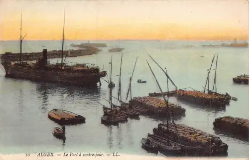 A616 Algerien Algier Alger Le Port contre jour Hafen Boote Postkarte