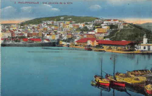 A615 Algerien Philippeville Skikda Gesamtansicht de la Ville Boote Postkarte