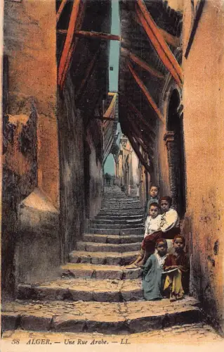 A616 Algerien Algier Alger Une Rue Arabe Arabische Straße Kinder Postkarte