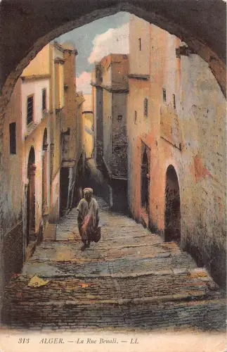 A616 Algerien Algier Alger 1908 Rue Benali Street Vintage Postkarte