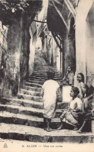 A616 Algerien Algier Alger Rue Arabe Arabische Straße Ureinwohner Kinder Ethnische Postkarte