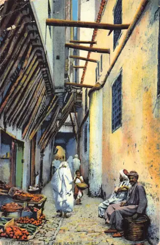 A617 Algerien 1914 Algier Rue Kleber Obstladen Verkäufer Einheimische Männer Postkarte