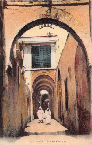 A618 Tunesien Tunis Rue des Andalous Street Vintage Postkarte