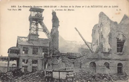 Frankreich WWI Katastrophe Ruines de Fosse Bethune dite Loos Kohlebergwerk Postkarte B849