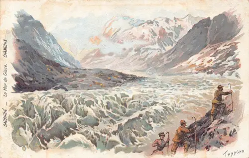 Frankreich Dauphine Mer de Glace Chamonix Tamagno Kunst Chromo Litho Postkarte B849