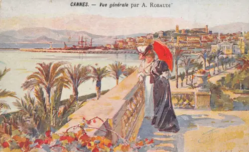Frankreich Cannes Gesamtansicht Kunst von Robaudi Makkaroni Rivoire & Carret Postkarte B849