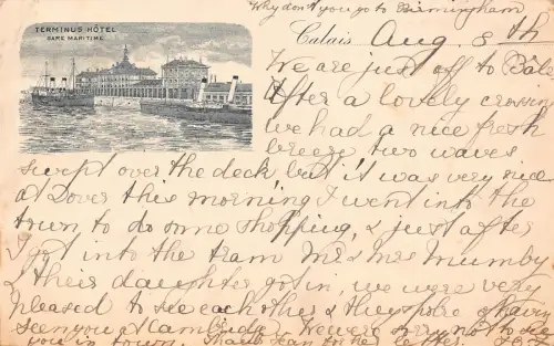 Frankreich 1901 Terminus-Hotel Gare Maritime Calais Dampfschiffe Postkarte B849